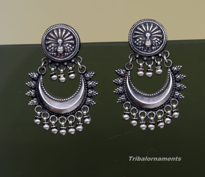 Amazing Handcrafted vintage peacock and moon design 925 sterling silver gorgeous stud earring ,drop dangle excellent customized earring s851 - TRIBAL ORNAMENTS