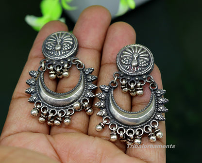 Amazing Handcrafted vintage peacock and moon design 925 sterling silver gorgeous stud earring ,drop dangle excellent customized earring s851 - TRIBAL ORNAMENTS
