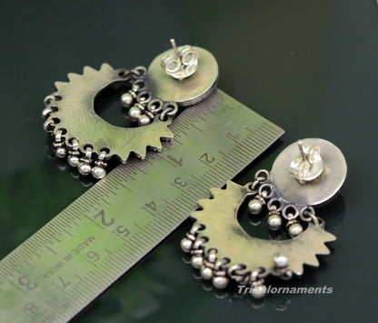 Amazing Handcrafted vintage peacock and moon design 925 sterling silver gorgeous stud earring ,drop dangle excellent customized earring s851 - TRIBAL ORNAMENTS