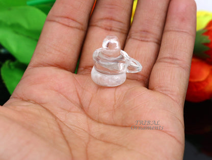 Amazing Natural sphatik crystal stone divine lor shiva lingam statue, amazing sphatik lingam puja article for wealth and prosperity stna21 - TRIBAL ORNAMENTS