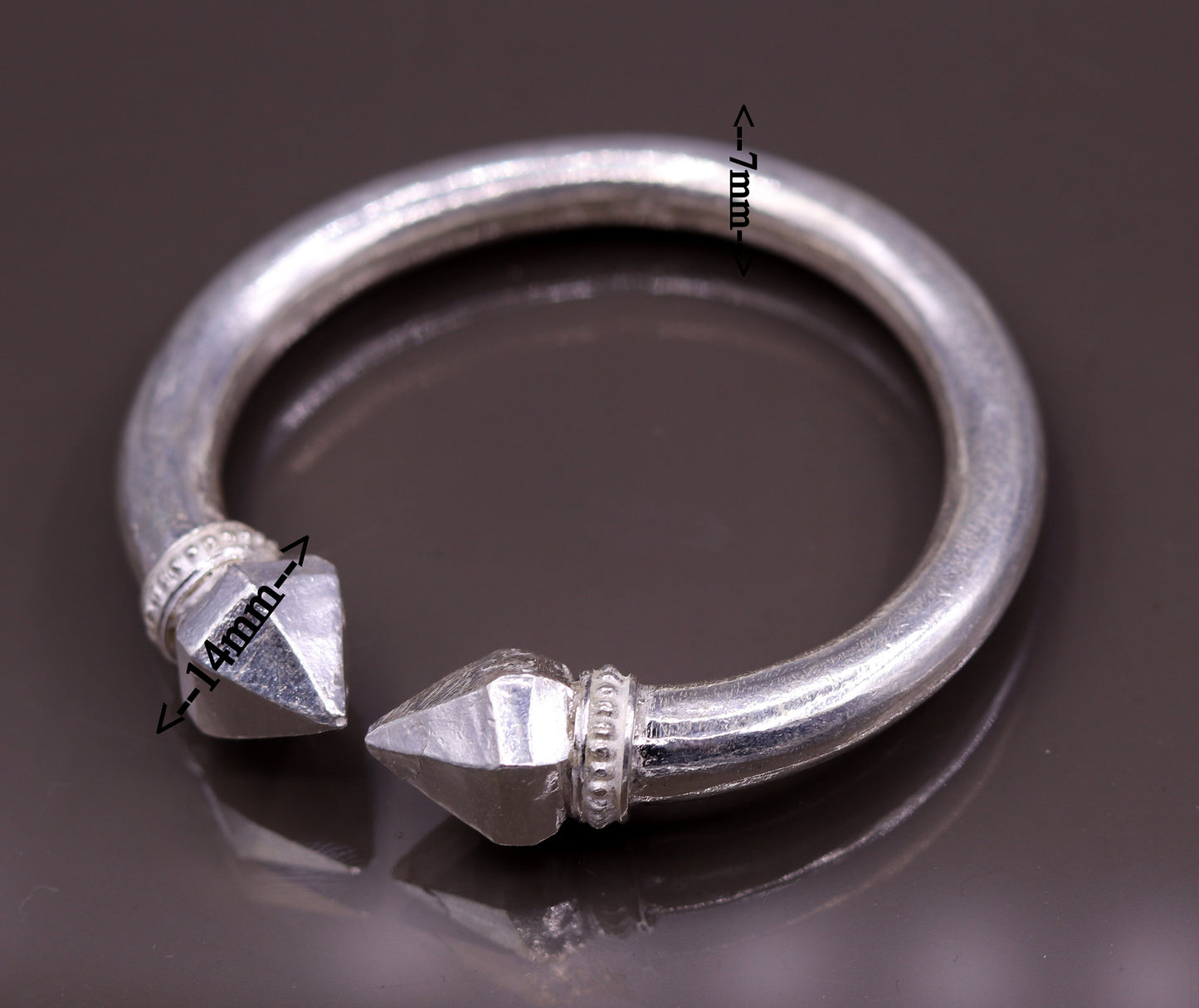 Amazing plain bright design handmade solid silver open face adjustable bangle bracelet unisex jewelry from india tribal jewelry nsk185 - TRIBAL ORNAMENTS