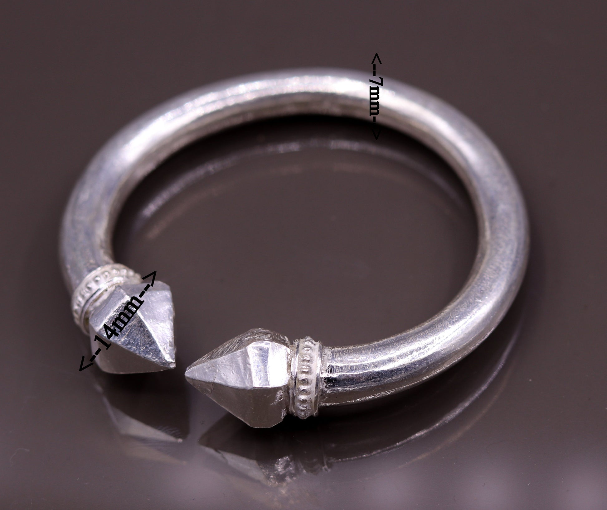 Amazing plain bright design handmade solid silver open face adjustable bangle bracelet unisex jewelry from india tribal jewelry nsk185 - TRIBAL ORNAMENTS