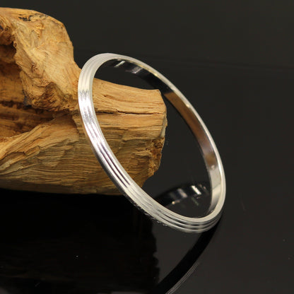 Tribal Ornaments Punjabi Sikkha solid silver kada bangle bracelet, unisex jewelry with personalized design, ideal for daily wear.