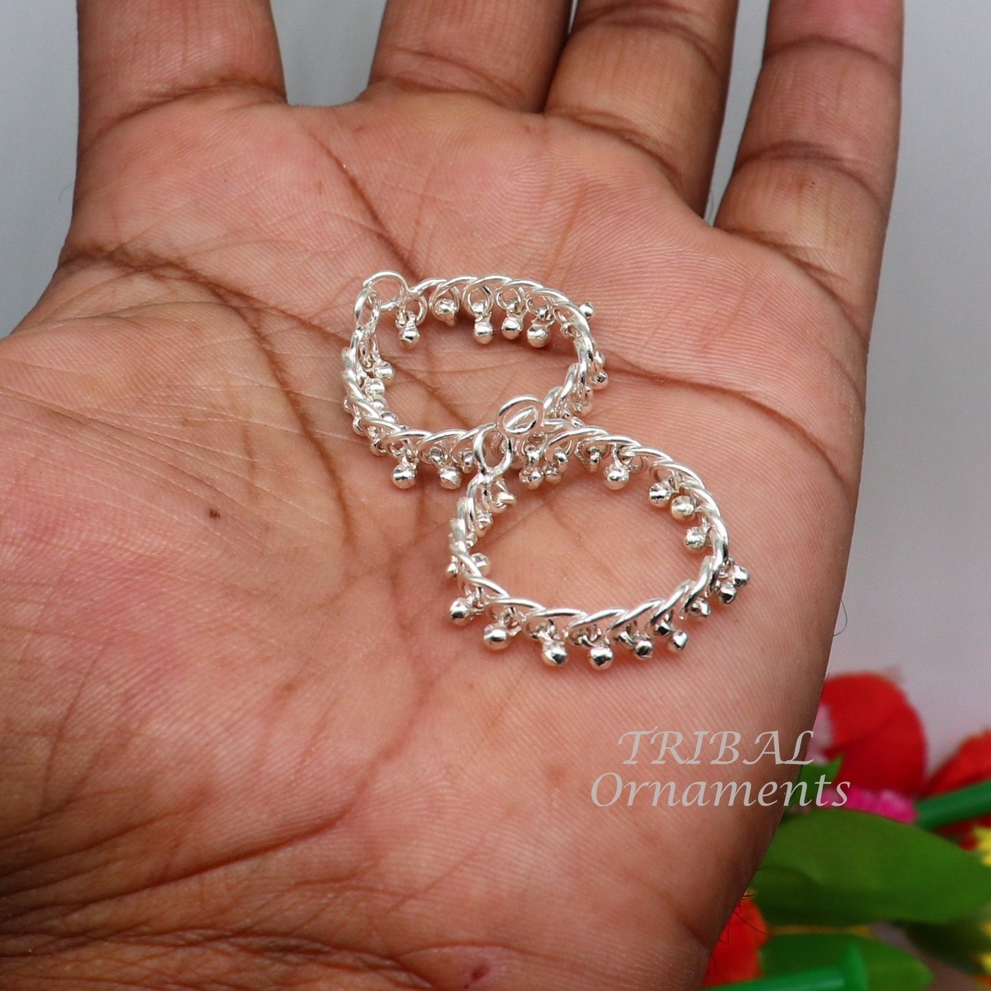 Vintage design sterling silver handmade amazing small size Lord Krishna Anklet, Laddu Gopala anklet all sizes Krishna ankle bracelet ank511 - TRIBAL ORNAMENTS