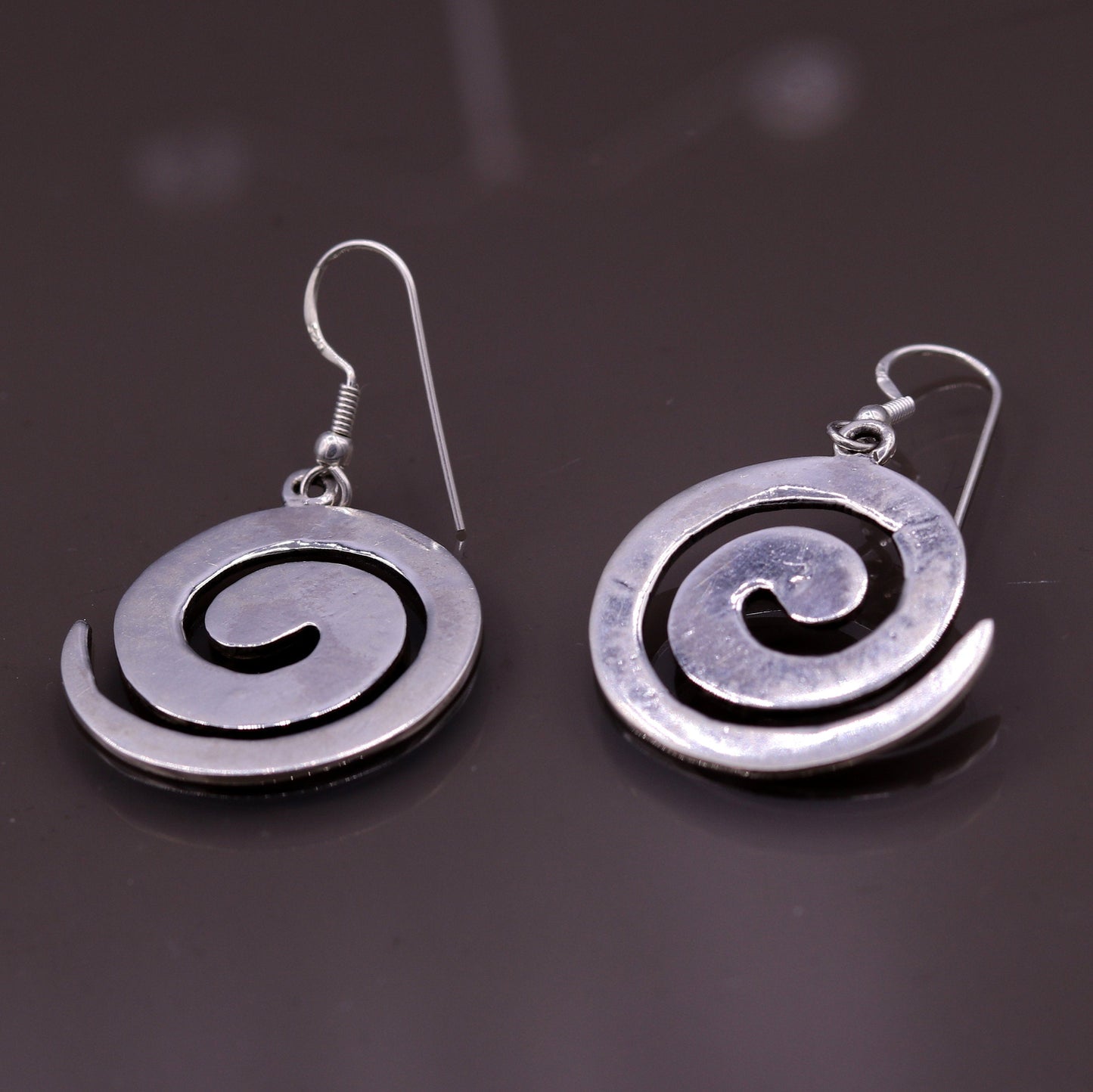 Amazing spiral design 925 solid sterling silver scratch link fancy hoops earrings tribal jewelry from Rajasthan india daily use jewelry s420 - TRIBAL ORNAMENTS