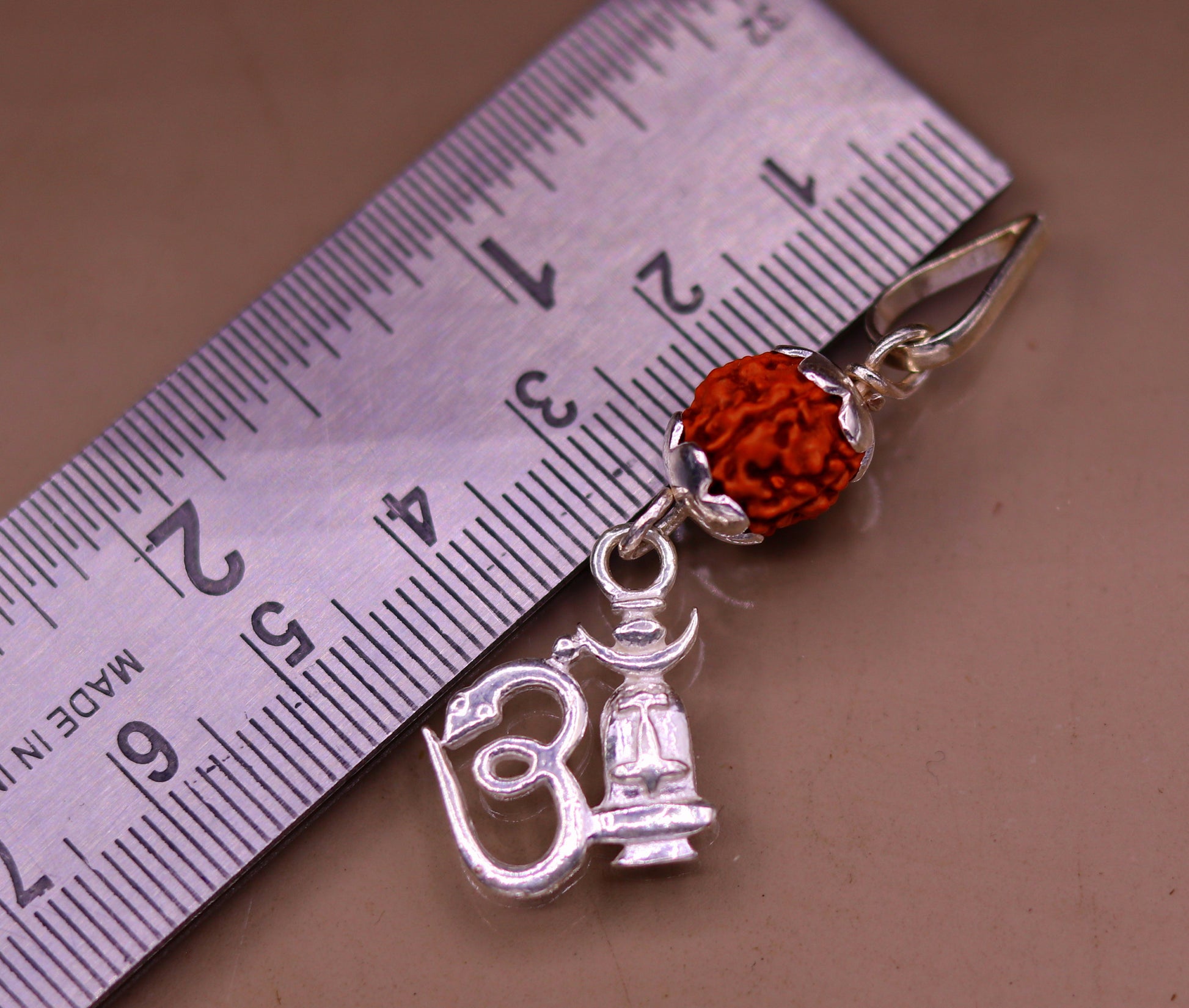 Amazing Sterling silver Aum mantra pendant with fabulous natural rudraksha beads excellent unisex gifting light weight jewelry nsp280 - TRIBAL ORNAMENTS