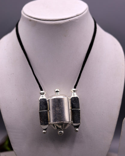 Amazing Sterling silver handmade lingam box container box pendant jewelry from rajasthan india tribal jewelry for belly dance nsp110 - TRIBAL ORNAMENTS