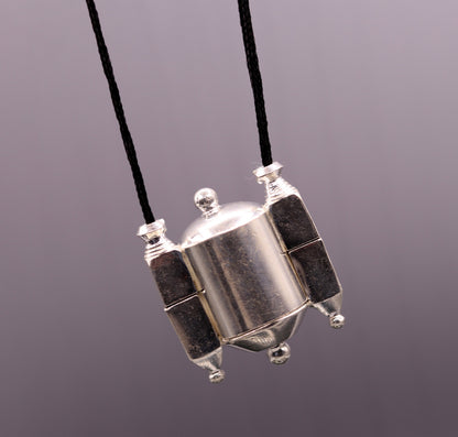 Amazing Sterling silver handmade lingam box container box pendant jewelry from rajasthan india tribal jewelry for belly dance nsp110 - TRIBAL ORNAMENTS