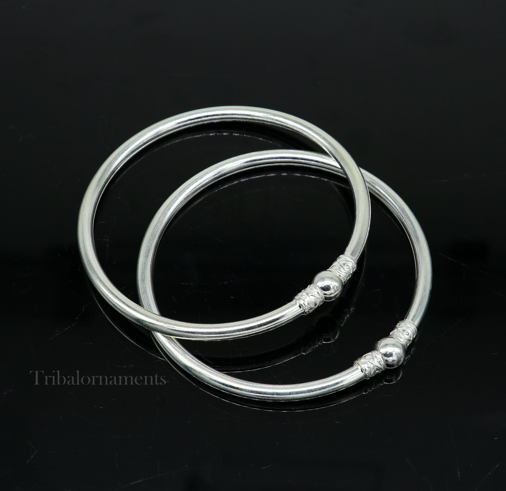 Amazing sterling silver plain shiny design Round bangle bracelet kada, best fancy stylish brides bangle belly dance jewelry nba225 - TRIBAL ORNAMENTS