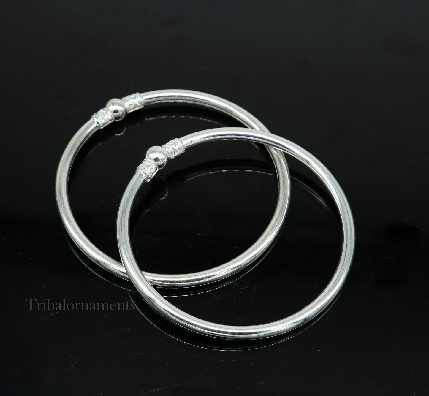 Amazing sterling silver plain shiny design Round bangle bracelet kada, best fancy stylish brides bangle belly dance jewelry nba225 - TRIBAL ORNAMENTS