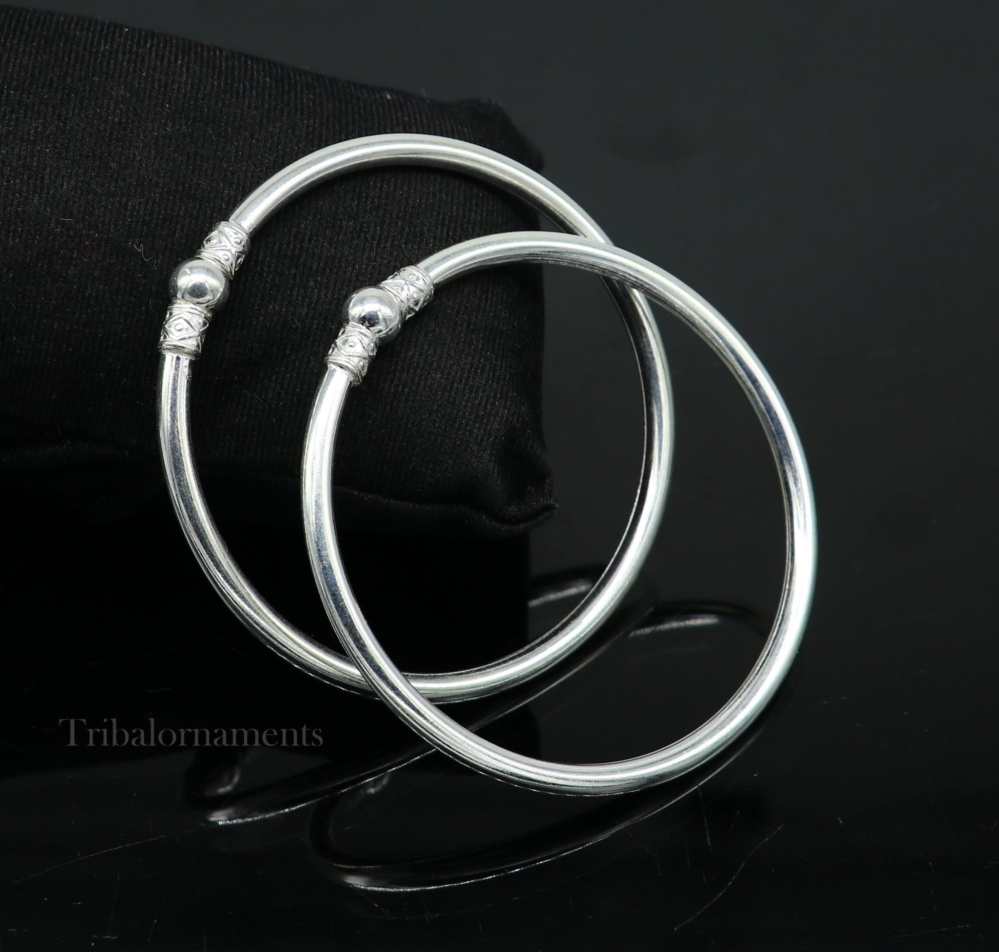 Amazing sterling silver plain shiny design Round bangle bracelet kada, best fancy stylish brides bangle belly dance jewelry nba225 - TRIBAL ORNAMENTS