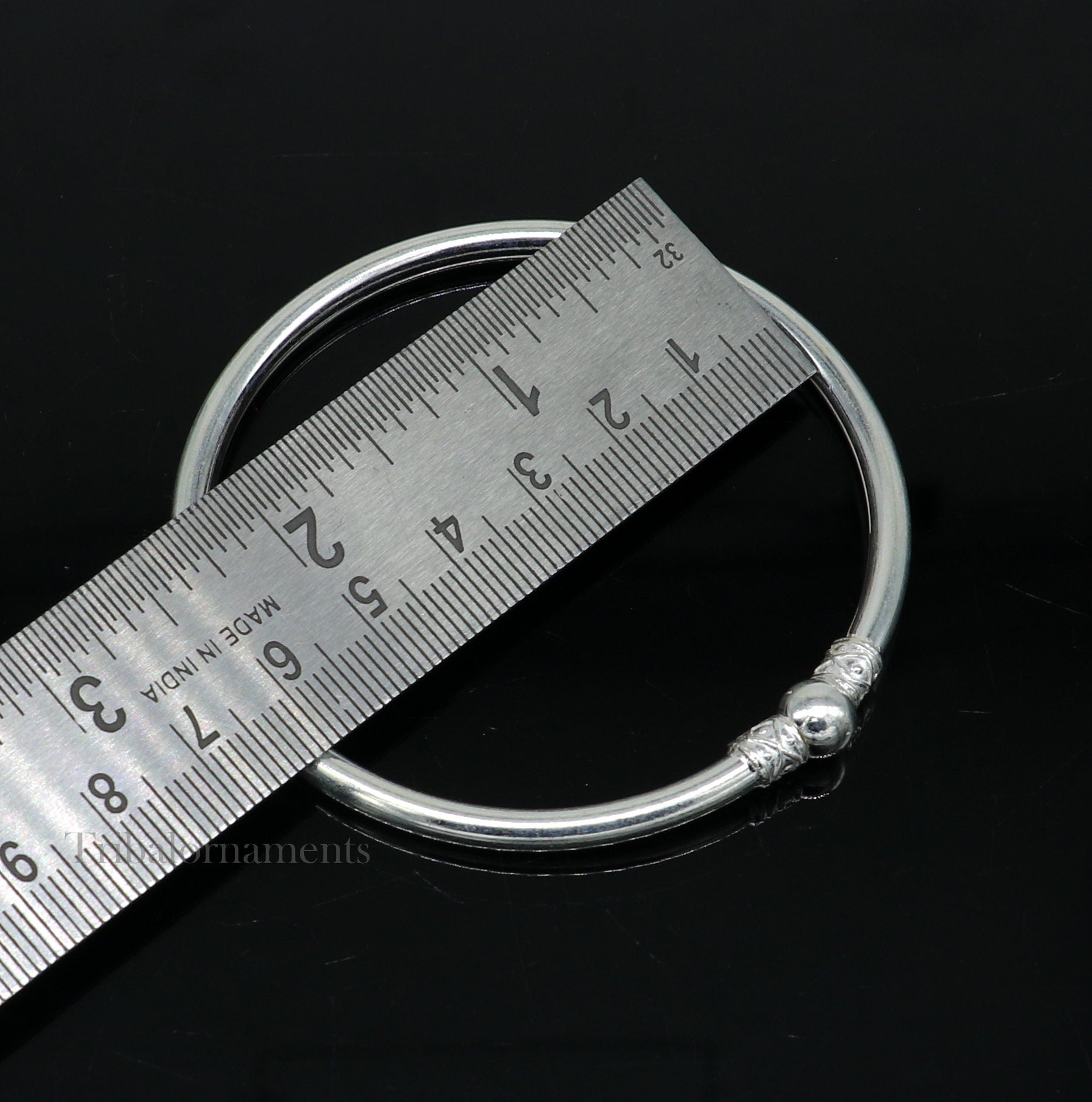 Amazing sterling silver plain shiny design Round bangle bracelet kada, best fancy stylish brides bangle belly dance jewelry nba225 - TRIBAL ORNAMENTS