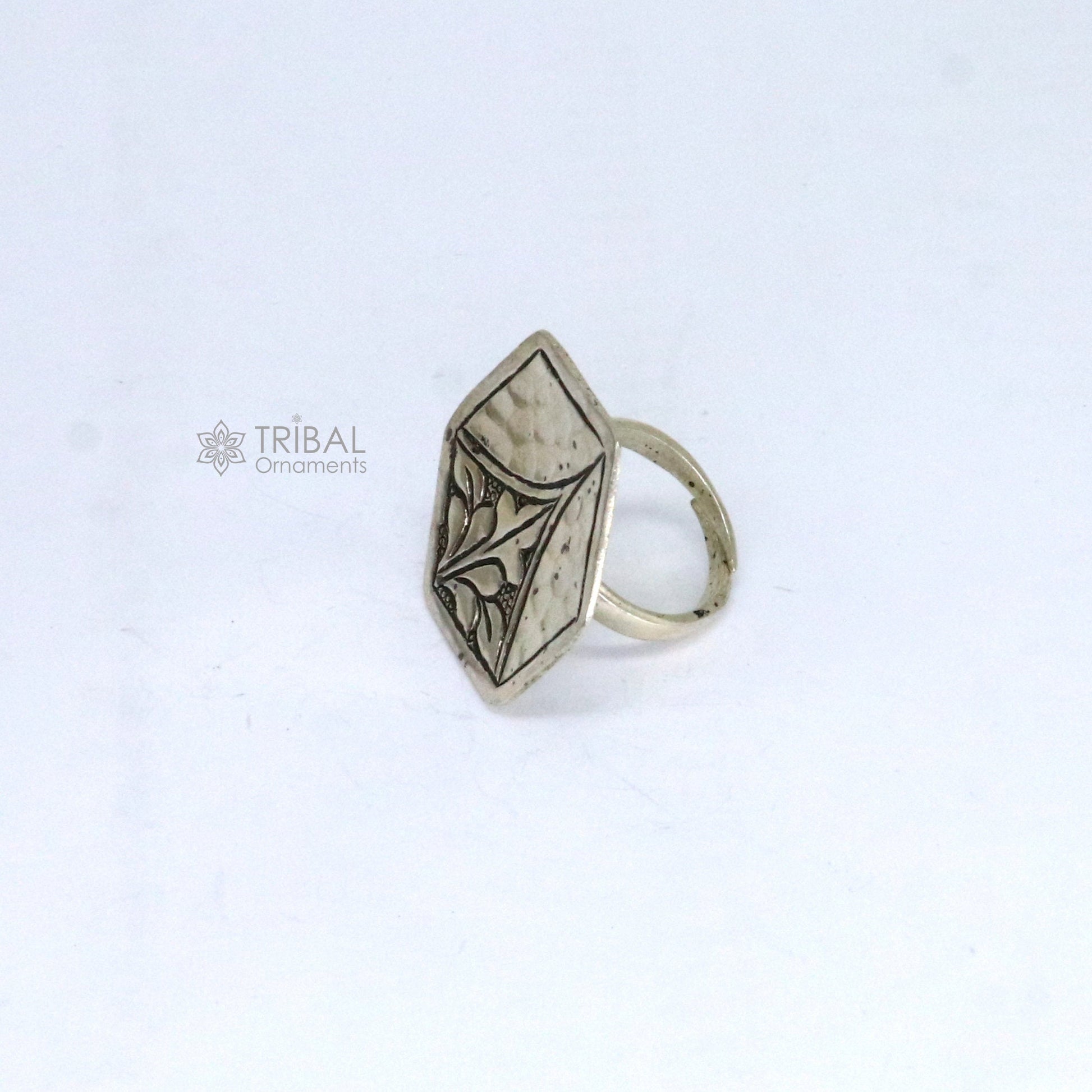 Amazing style Indian Classical cultural flower design 925 sterling silver adjustable ring, best tribal ethnic jewelry Navratri jewelry sr393 - TRIBAL ORNAMENTS
