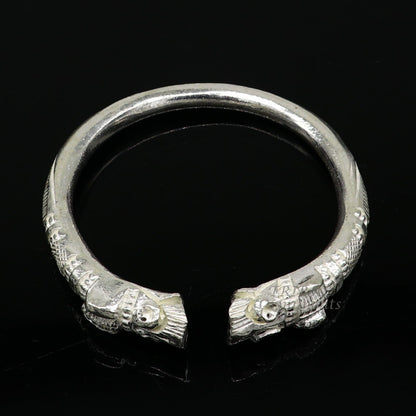Vintage 925 solid silver crocodile design cuff bracelet by TRIBAL ORNAMENTS, adjustable unisex jewelry for stylish wrist wear.