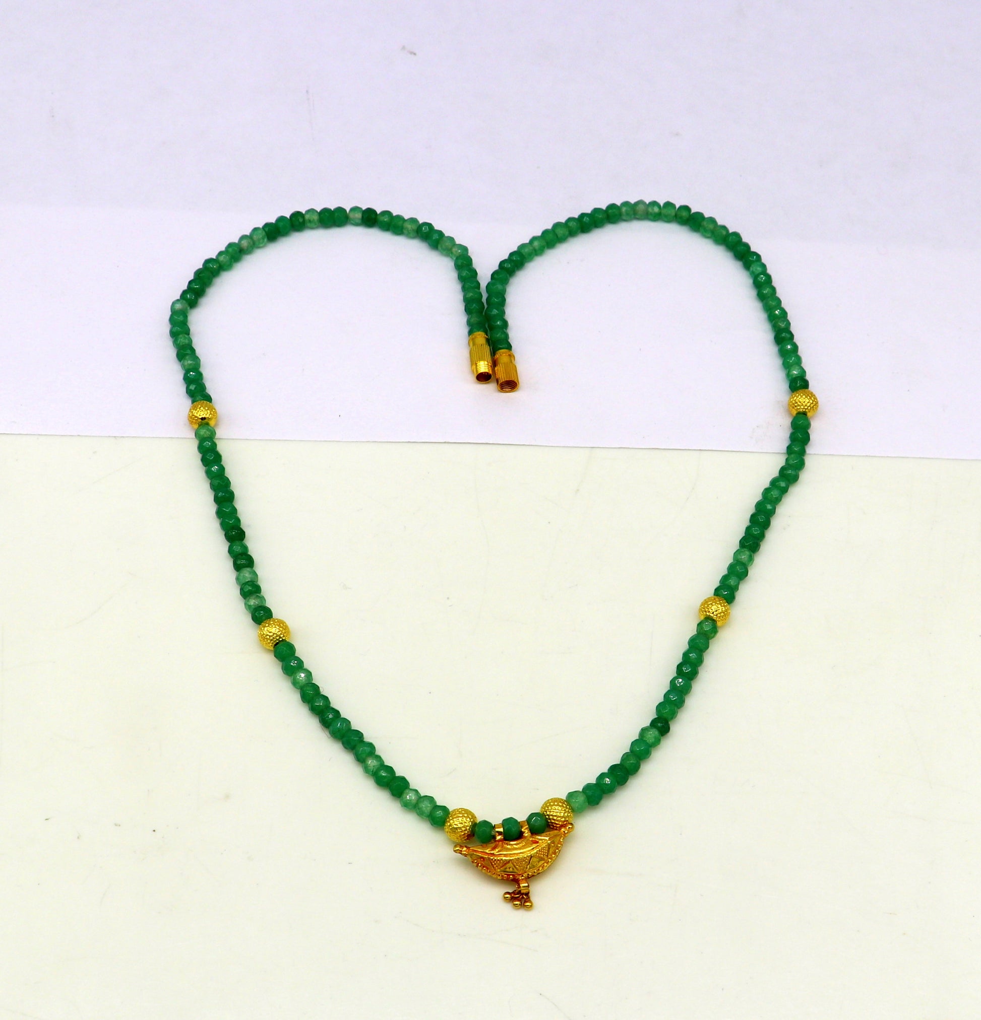 Amazing vintage style 20kt yellow gold amulet pendant with green faceted beaded necklace, fabulous girl's gift fancy tribal jewelry ap03 - TRIBAL ORNAMENTS