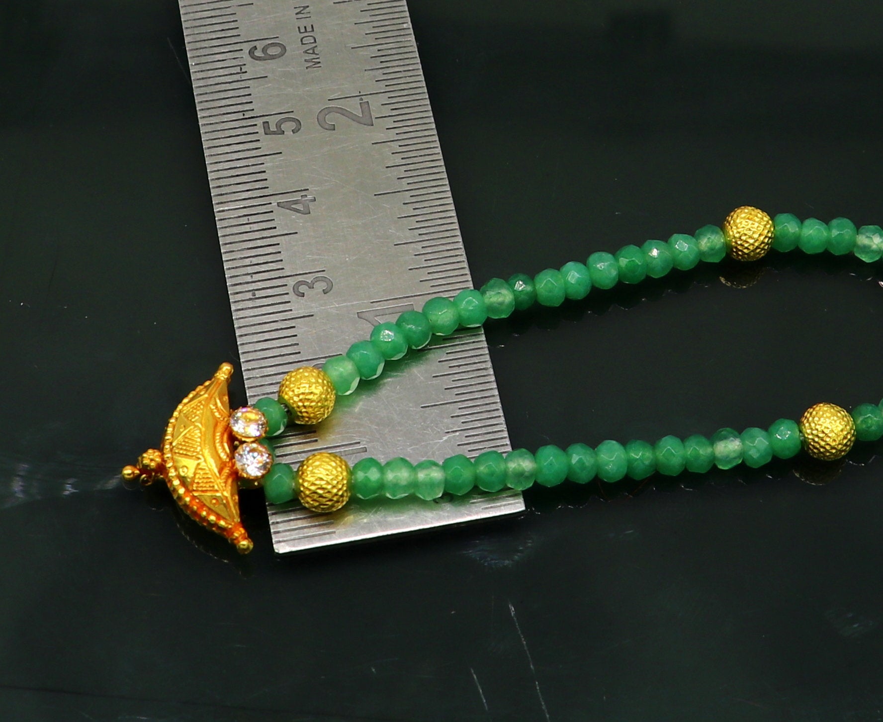 Amazing vintage style 20kt yellow gold amulet pendant with green faceted beaded necklace, fabulous girl's gift fancy tribal jewelry ap03 - TRIBAL ORNAMENTS