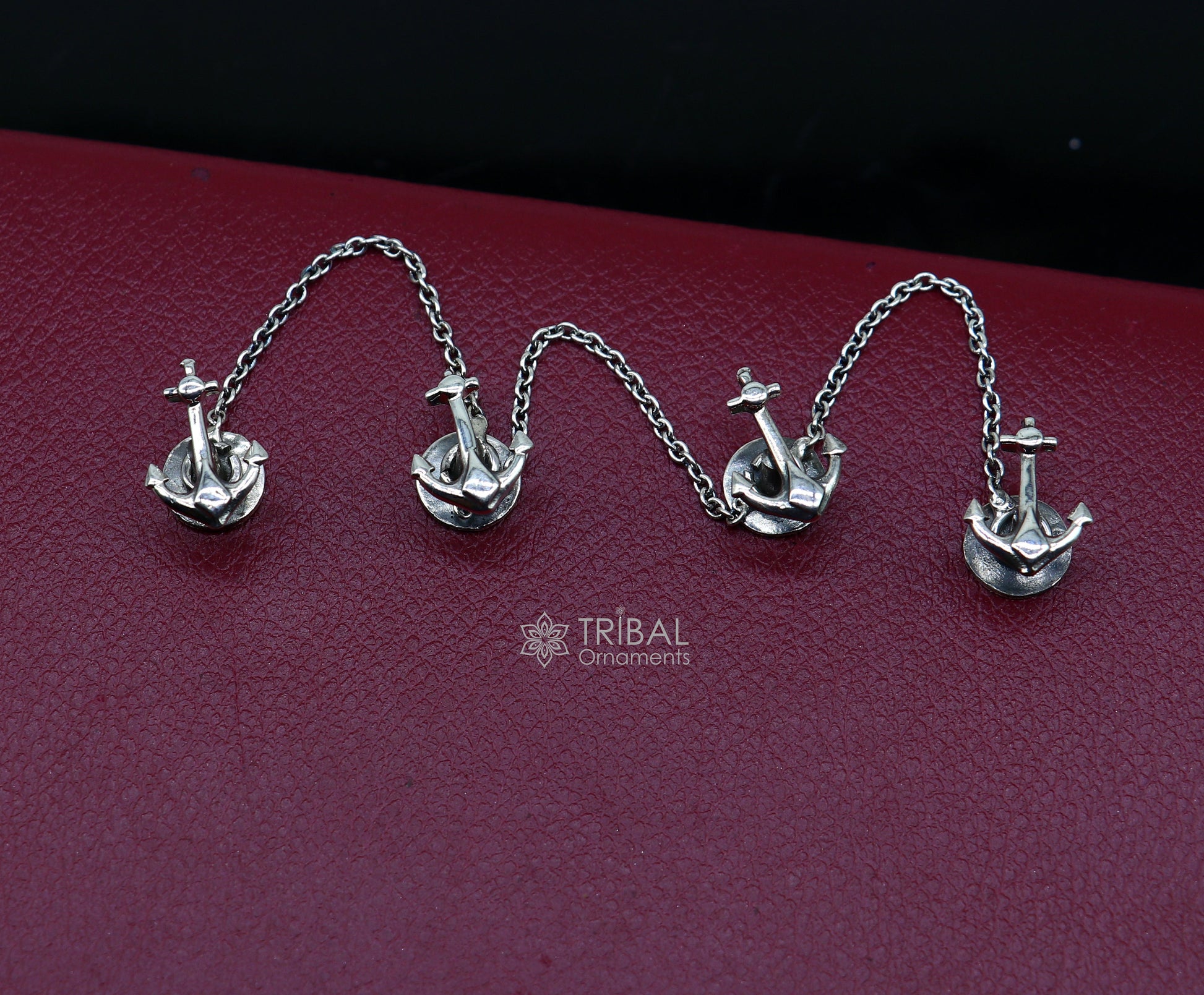 Anchor symbol 925 Sterling silver handmade gorgeous high-quality buttons or cufflinks for kurtas, best gifting jewelry btn53 - TRIBAL ORNAMENTS