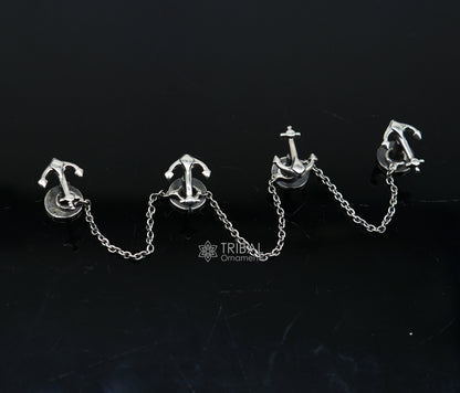 Anchor symbol 925 Sterling silver handmade gorgeous high-quality buttons or cufflinks for kurtas, best gifting jewelry btn53 - TRIBAL ORNAMENTS