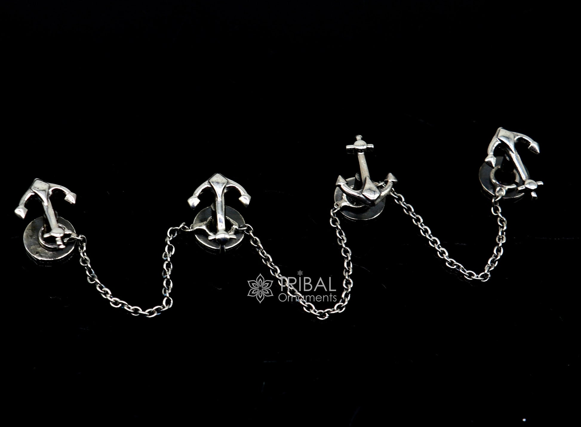 Anchor symbol 925 Sterling silver handmade gorgeous high-quality buttons or cufflinks for kurtas, best gifting jewelry btn53 - TRIBAL ORNAMENTS