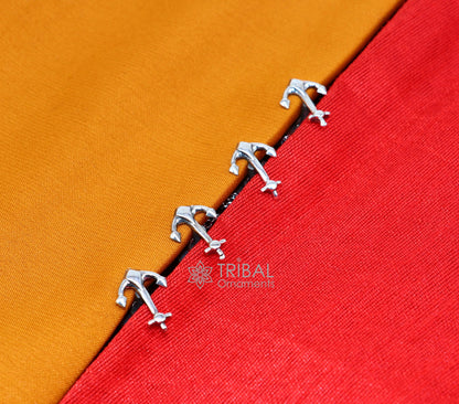 Anchor symbol 925 Sterling silver handmade gorgeous high-quality buttons or cufflinks for kurtas, best gifting jewelry btn53 - TRIBAL ORNAMENTS
