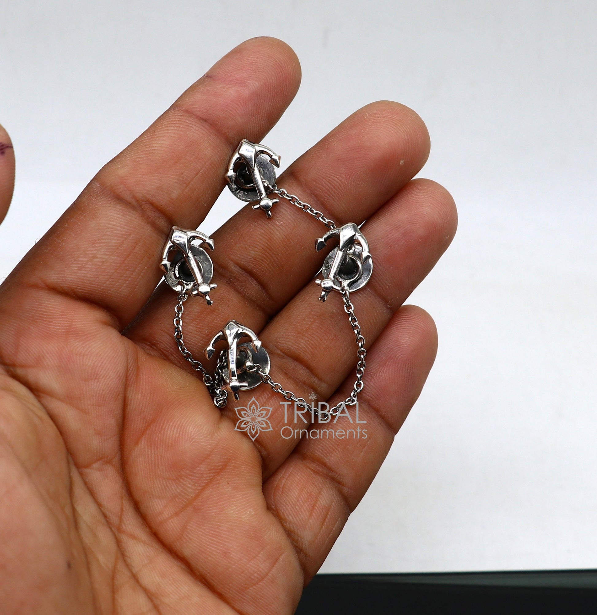 Anchor symbol 925 Sterling silver handmade gorgeous high-quality buttons or cufflinks for kurtas, best gifting jewelry btn53 - TRIBAL ORNAMENTS