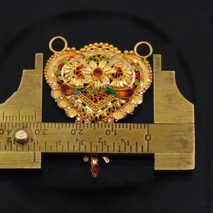 Authentic 22KT yellow gold tribal pendant with intricate filigree work, hallmarked 916, traditional Indian tribal jewelry.