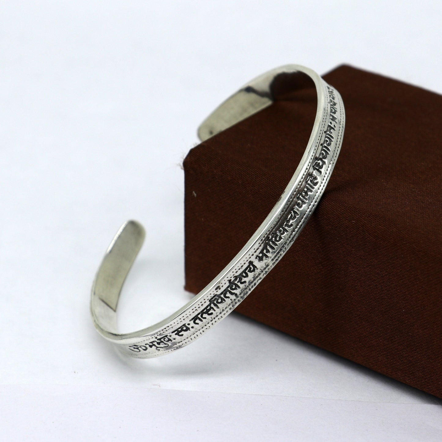 Authentic 925 sterling silver customized Gayatri Mantra design cuff kada bracelet, easy to adjust with your wrist, unisex jewelry cuff45 - TRIBAL ORNAMENTS