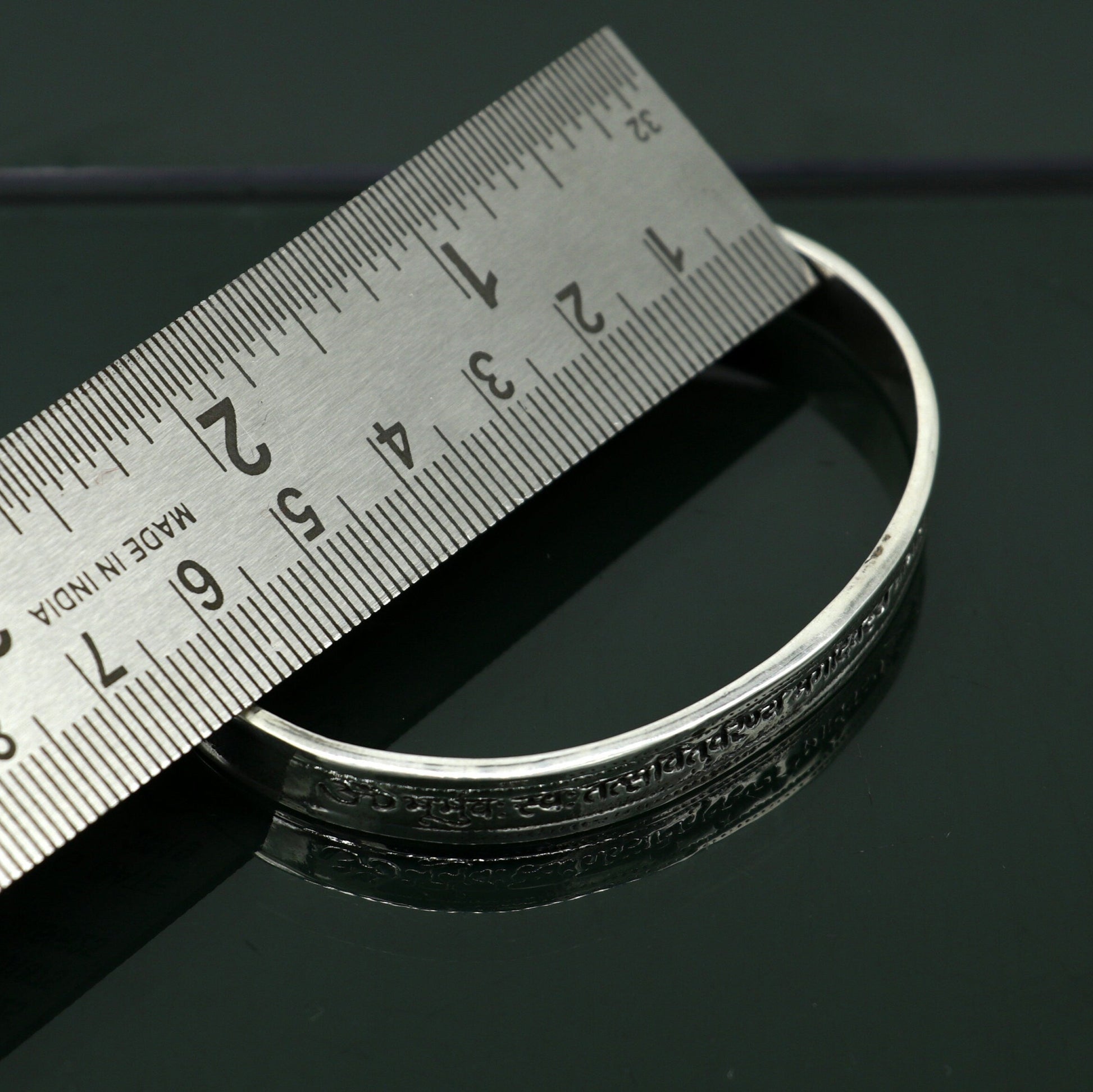 Authentic 925 sterling silver customized Gayatri Mantra design cuff kada bracelet, easy to adjust with your wrist, unisex jewelry cuff45 - TRIBAL ORNAMENTS