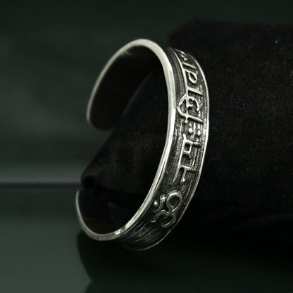 Authentic 925 sterling silver exclusive design handmade cuff kada bracelet, easy to adjust with your wrist, pure mantra kada jewelry cuff47 - TRIBAL ORNAMENTS