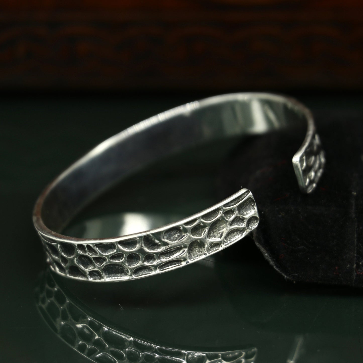 Authentic 925 sterling silver exclusive design handmade cuff kada bracelet, easy to adjust with your wrist, unisex jewelry cuff43 - TRIBAL ORNAMENTS