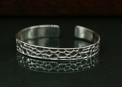 Authentic 925 sterling silver handmade cuff kada bracelet by TRIBAL ORNAMENTS, unisex adjustable jewelry with exclusive design
