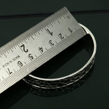 Authentic 925 sterling silver handmade cuff kada bracelet with an exclusive design, adjustable unisex jewelry by Tribal Ornaments.