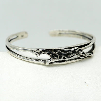 Authentic 925 sterling silver exclusive handmade Tiger design cuff kada bracelet, easy to adjust with your wrist, unisex jewelry cuff51 - TRIBAL ORNAMENTS
