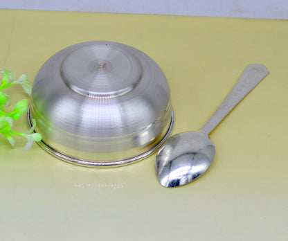 Awesome 999 fine solid silver handmade bowl tray for baby food, pure silver vessel, silver utensils, home and kitchen accessories india sv94 - TRIBAL ORNAMENTS
