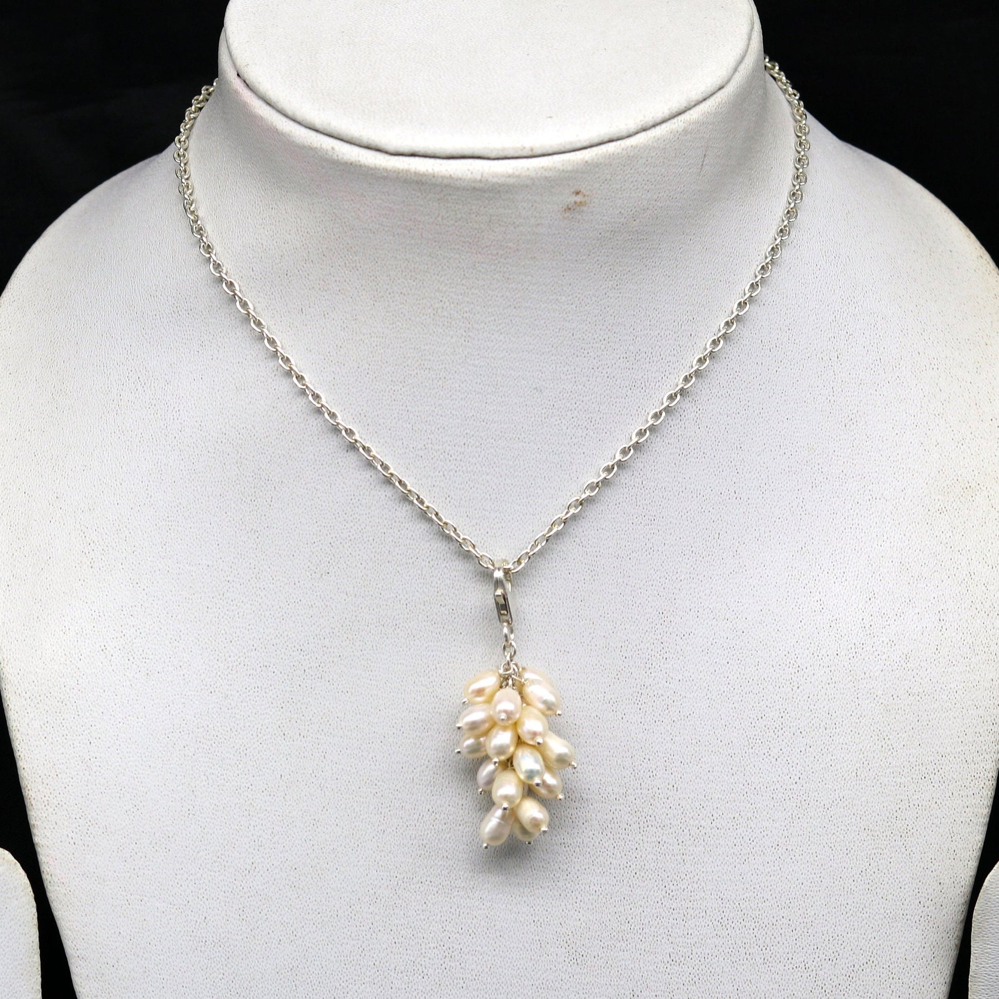 Awesome natural oval shape pearl bunch pendant 925 sterling silver 18 inches long necklace, gorgeous new fancy necklace brides jewelry nec62 - TRIBAL ORNAMENTS