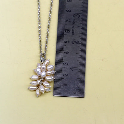 Awesome natural oval shape pearl bunch pendant 925 sterling silver 18 inches long necklace, gorgeous new fancy necklace brides jewelry nec62 - TRIBAL ORNAMENTS