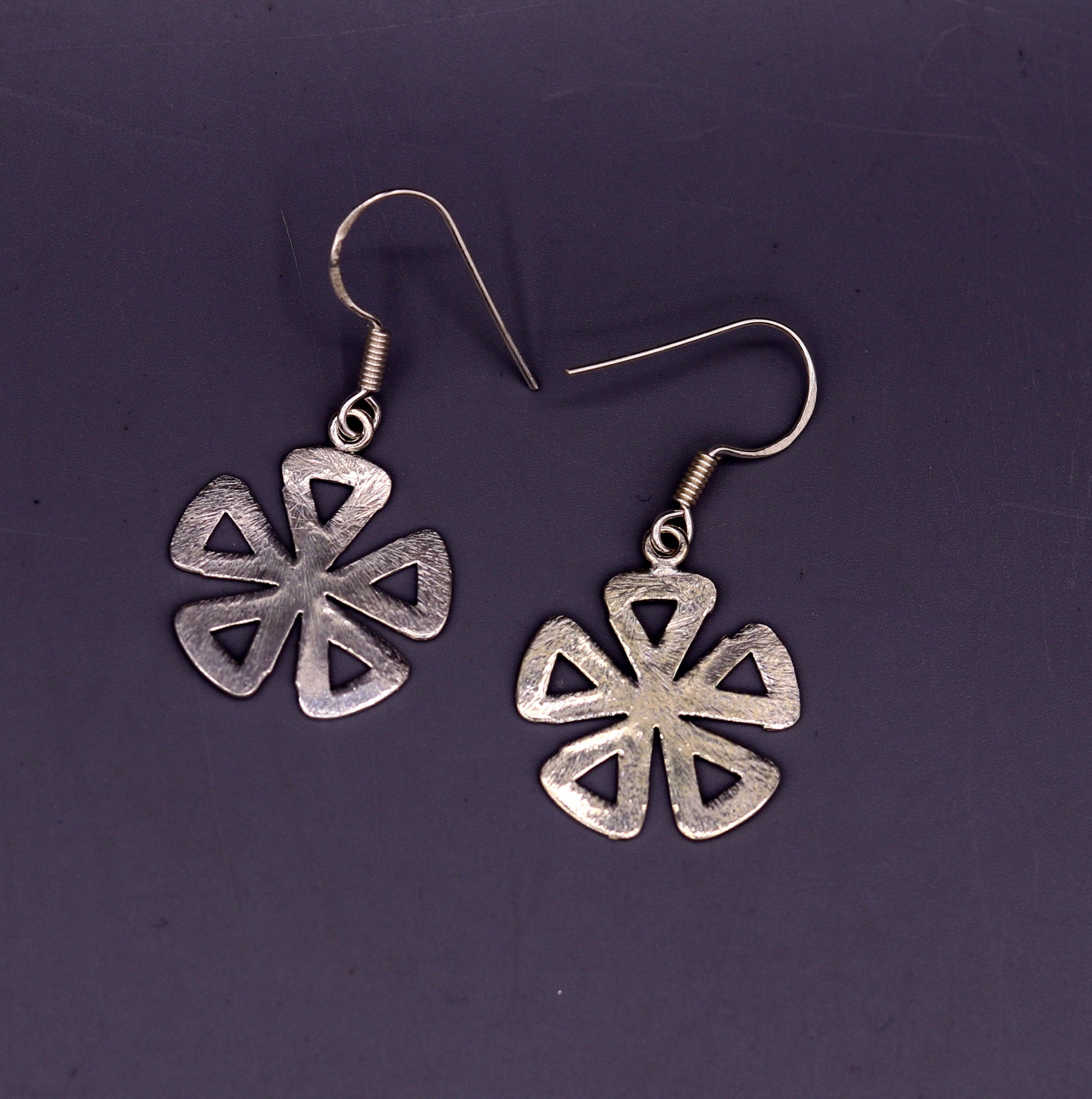 Awesome stylish modern 925 solid sterling silver fancy hoops earrings tribal belly dance jewelry from rajasthan india daily use jewelry s416 - TRIBAL ORNAMENTS