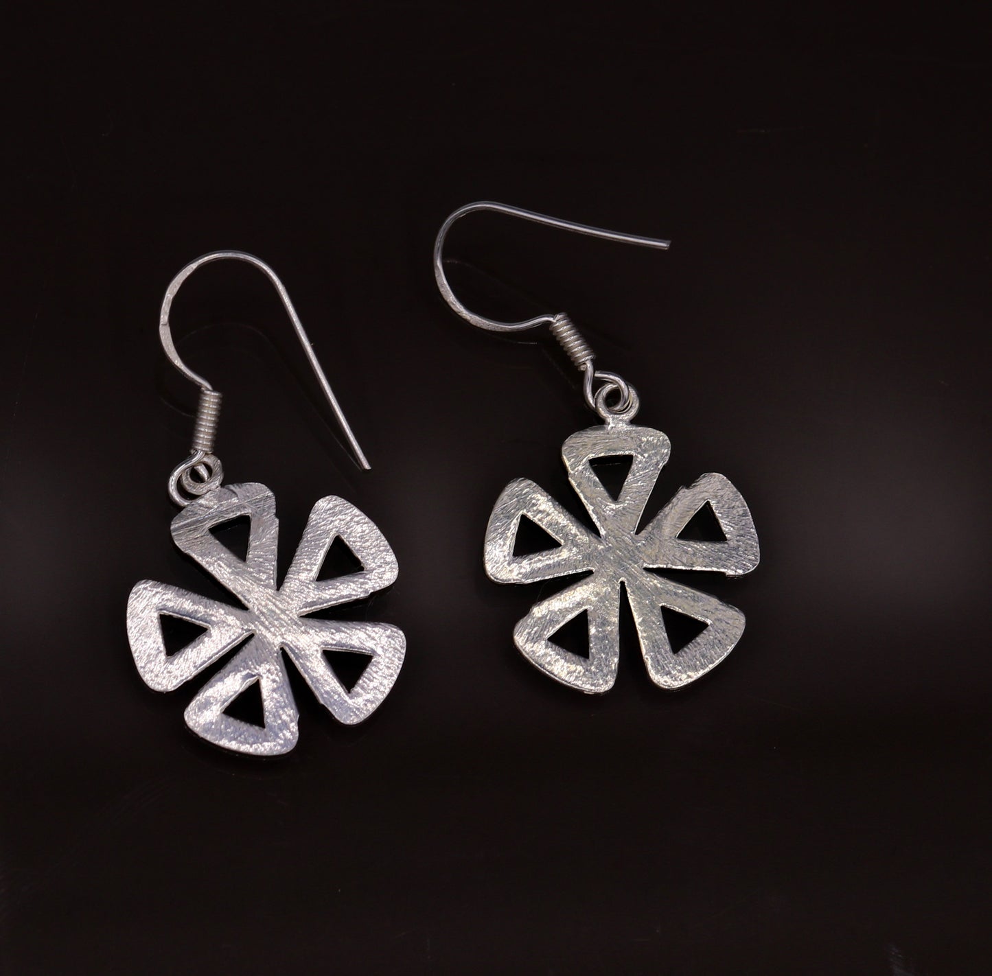 Awesome stylish modern 925 solid sterling silver fancy hoops earrings tribal belly dance jewelry from rajasthan india daily use jewelry s416 - TRIBAL ORNAMENTS