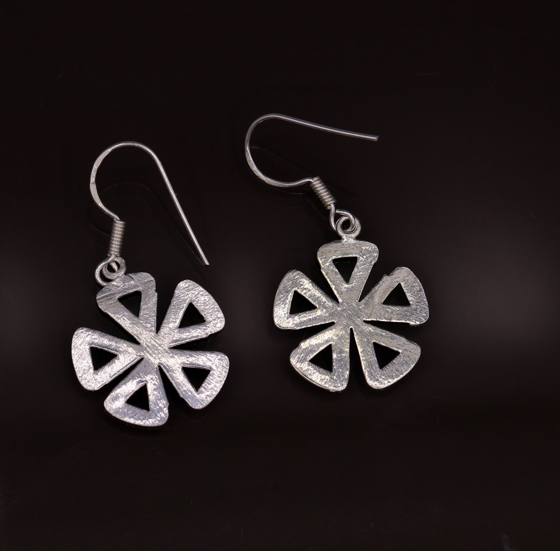 Awesome stylish modern 925 solid sterling silver fancy hoops earrings tribal belly dance jewelry from rajasthan india daily use jewelry s416 - TRIBAL ORNAMENTS