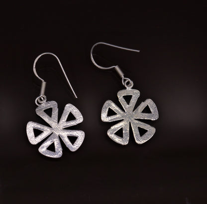 Awesome stylish modern 925 solid sterling silver fancy hoops earrings tribal belly dance jewelry from rajasthan india daily use jewelry s416 - TRIBAL ORNAMENTS