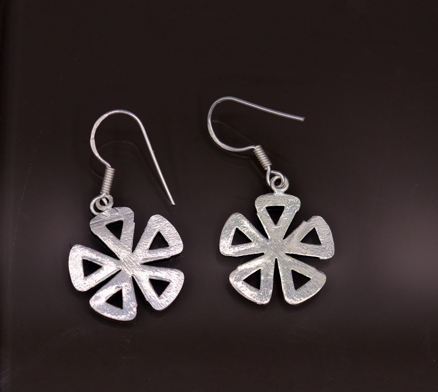 Awesome stylish modern 925 solid sterling silver fancy hoops earrings tribal belly dance jewelry from rajasthan india daily use jewelry s416 - TRIBAL ORNAMENTS