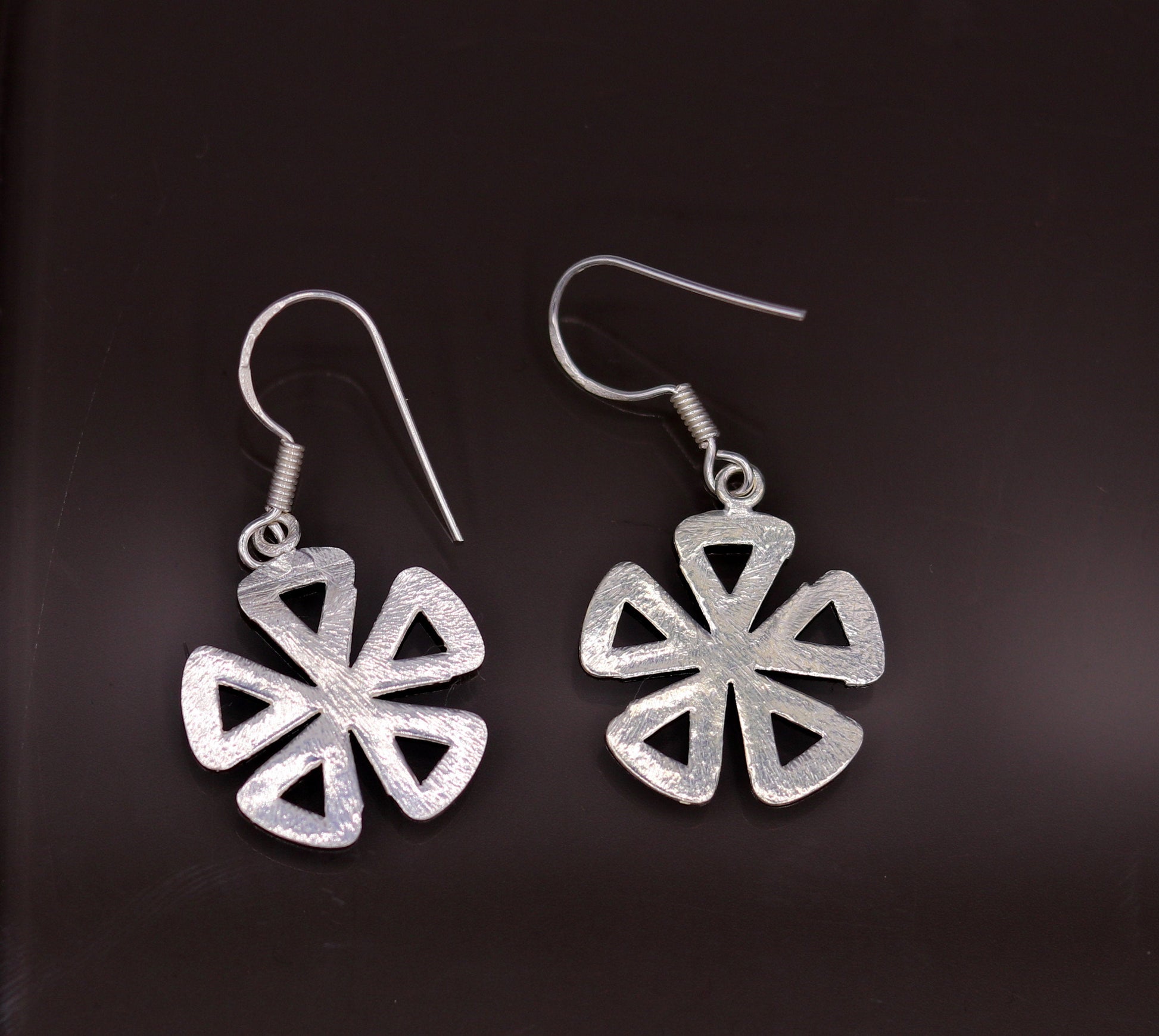 Awesome stylish modern 925 solid sterling silver fancy hoops earrings tribal belly dance jewelry from rajasthan india daily use jewelry s416 - TRIBAL ORNAMENTS