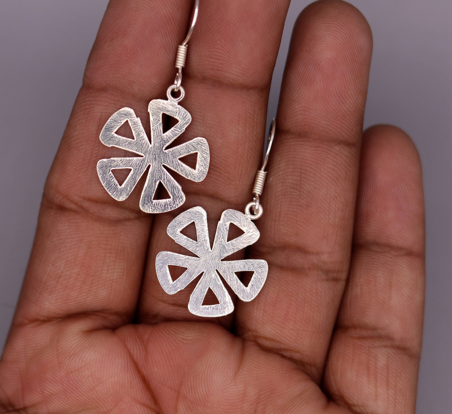 Awesome stylish modern 925 solid sterling silver fancy hoops earrings tribal belly dance jewelry from rajasthan india daily use jewelry s416 - TRIBAL ORNAMENTS