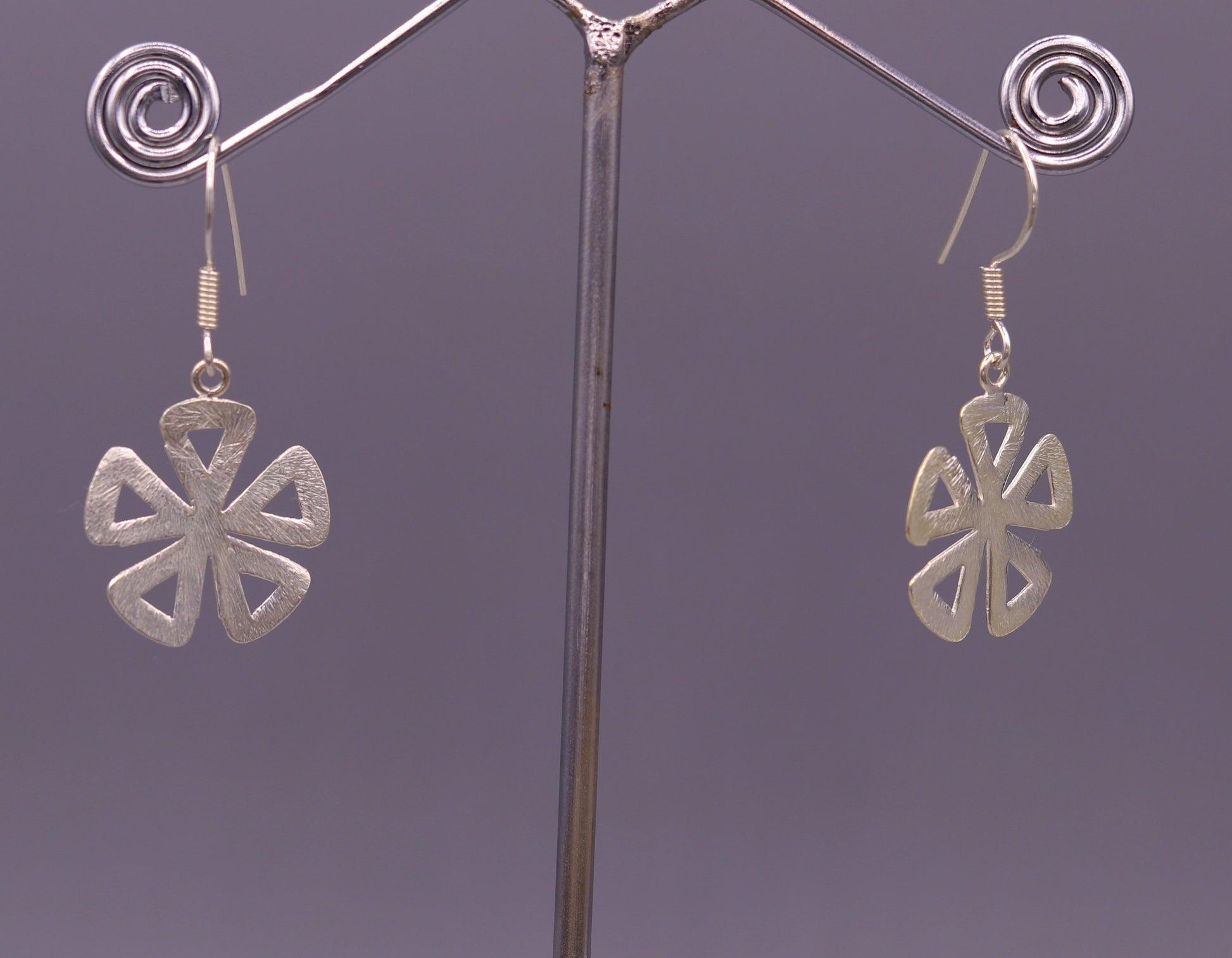 Awesome stylish modern 925 solid sterling silver fancy hoops earrings tribal belly dance jewelry from rajasthan india daily use jewelry s416 - TRIBAL ORNAMENTS