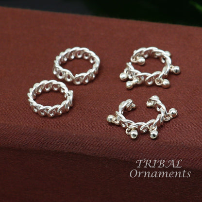 Baby Krishna adjustable cuff kada and anklet set, small size Lord Gopala wrist and foot jewelry pair from TRIBAL ORNAMENTS.