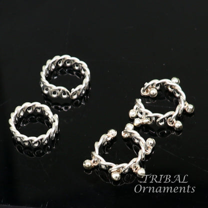 Baby Krishna adjustable cuff kada and anklet set, small size Lord Gopala wrist and foot jewelry, traditional Indian tribal ornaments