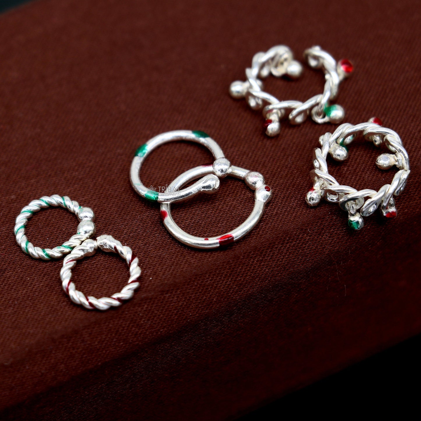 Silver Baby Krishna jewelry set with cuff kada, ankle kada, and anklet featuring Lord Krishna and Laddu Gopala design.