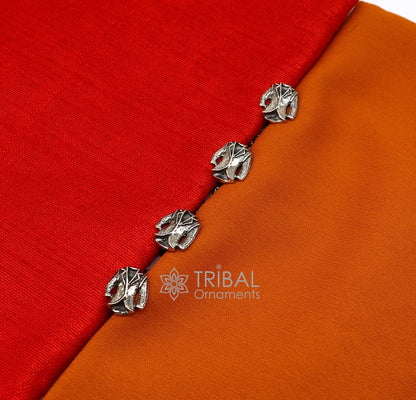 Blazer suit design 925 Sterling Silver set of 4 kurta Buttons for Fashion Perfection, silver cufflinks, cultural trendy jewelry btn47 - TRIBAL ORNAMENTS