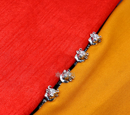 Bull head design 925 Sterling Silver set of 4 kurta Buttons for Fashion Perfection, silver cufflinks, cultural trendy jewelry btn38 - TRIBAL ORNAMENTS