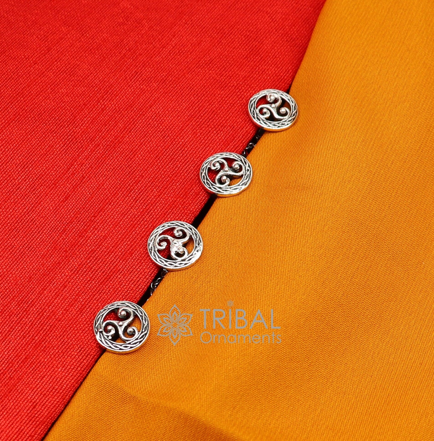 Celtic spiral triskele symbol 925 Sterling silver handmade gorgeous high-quality buttons or cufflinks for kurtas, best gifting jewelry btn52 - TRIBAL ORNAMENTS